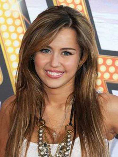 Miley Cyrus largo marrón recta de pelo